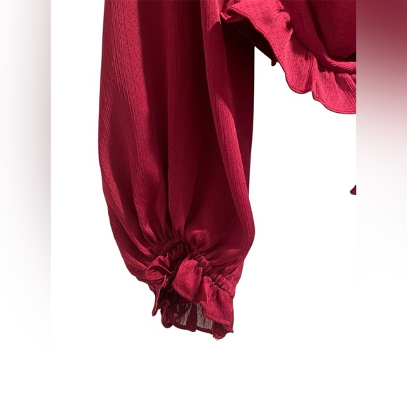 ASTR the Label Deep Pink / Red Long Sleeve Blouse Size Large NWT - Picture 5 of 6